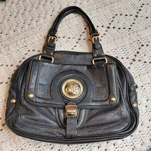 Vtg Juicy Couture Rare Y2K Leather Medallion Handbag Purse Black Clean Preppy